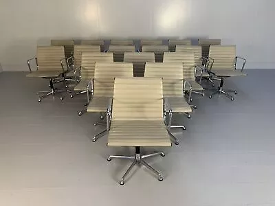 18 ICF Vitra Eames  EA108  Aluminium Chairs - In Pale-Cream Leather - RRP £50... • £14900