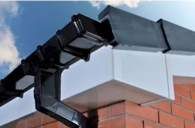 Black Square Line Guttering Rainwater System UPVC Eurocell All Parts Available • £1.89