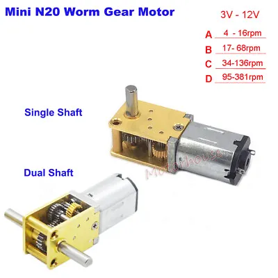 DC 3V-12V 6V 9V Micro N20 Worm Gear Motor Full Metal Gearbox DIY Robot Smart Car • $4.95