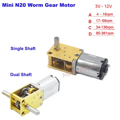 DC3V 6V 9V 12V Micro Mini N20 Turbo Worm Gear Motor Full Metal Gearbox Robot Car • $6.98