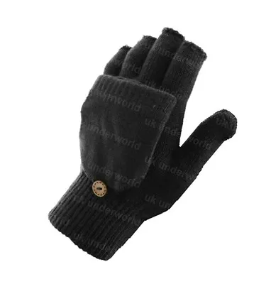 £3.65 • Buy Ladies Womans Fingerless Capped Half Gloves Winter Warm Shooting Mittens 2 In 1 