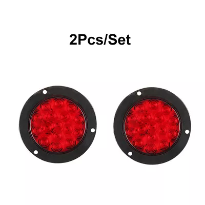 2x Red 4  Round Truck Trailer Tail Stop Turn Brake Lights Waterproof Lamp 16-LED • $8.69