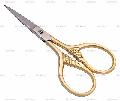 £2.99 • Buy 3.5  Multi Purpose Small Embroidery Fancy Scissors Gold Plated Floral Pattern 3