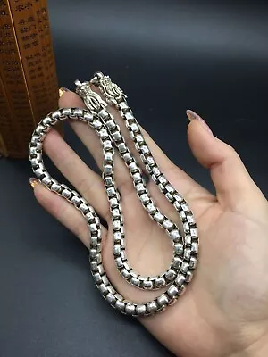 Rare Chinese Miao Tibetan Silver Handmade Necklace Jewelry Noble Gift 60 Cm Long • $21.61