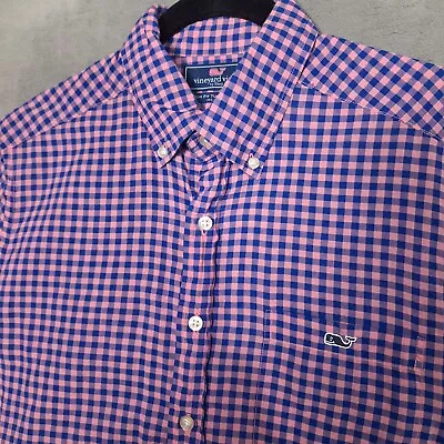 Vineyard Vines Shirt Mens Small L/S Slim Tucker Blue Blue Pink Gingham • $18