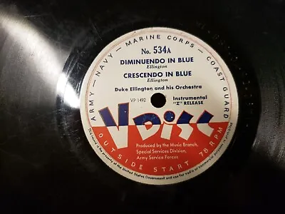 $39.99 • Buy 78 RPM V-Disc 534 Duke Ellington, Count Basie, Jimmy Rushing
