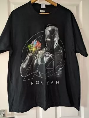 Men Marvel Iron Man T Shirt XXL Crew Neck Super Hero Black • £5.99