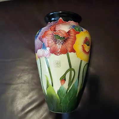 J. McCall Icing On The Cake Poppy Flower Floral Vase Blue Sky Clayworks 12  Dec • $99