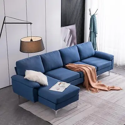 FCH 4 Seat Convertible Sectional Sofa L Shape Couch With Chaise Modern Metal Leg • $441.99