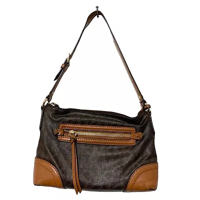 Michael Kors Fallon Leather And Canvas Monogram Shoulder Bag • $20