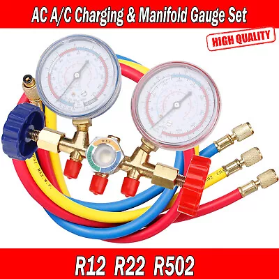 R12 R134A AC Car Air Conditioning Refrigerant Recharge Measuring Kits Hose Gauge • $39.89