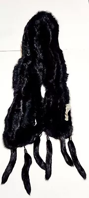 Genuine RABBIT FUR Scarf  Neck Warmer Muffler Boa 60  Long Black Beautiful  • $39