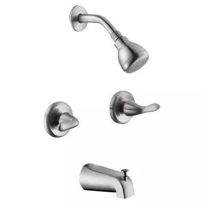 2-Handle 1 Spray Tub Shower Faucet Brushed Nickel Wall Mounted (Valve Included) • $38