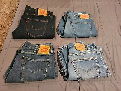 Lot Of 4 Used Levi’s 505 Blue Regular Straight Orange Tab Straight Jeans 38x30!! • $55.99