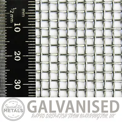 Heavy Duty Galvanised Steel Woven Wire Mesh | 8 Mesh 2.5mm Hole 0.71mm Wire • £11.69