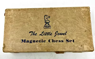 Vintage The Little Jewel Magnetic Chess Set 7  Chess Board Magnetic Pieces • $22.98