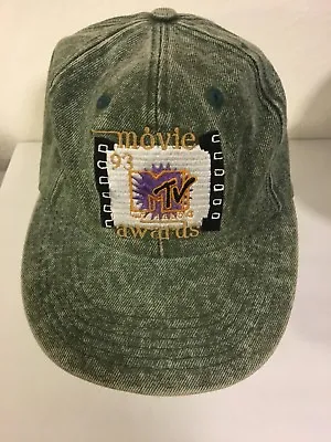 Vintage MTV 1993 Hat Cap Movie Awards Green Stonewash Denim Butterfinger Advert • $70