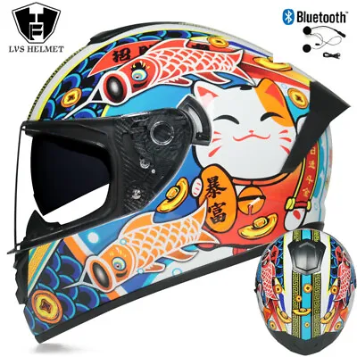 DOT Bluetooth Full Face Motorcycle Helmet Dual Lens Winter Summer Motor Helmets • $82.67