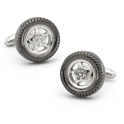 TIRE CUFFLINKS Car Wheel Rims Mechanic Racing Driver Automotive Black W GIFT BAG • $9.95