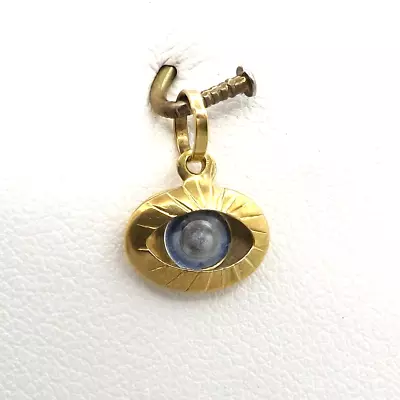 $94.05 • Buy 18k Gold Evil Eye Charm Pendant Blue Enamel