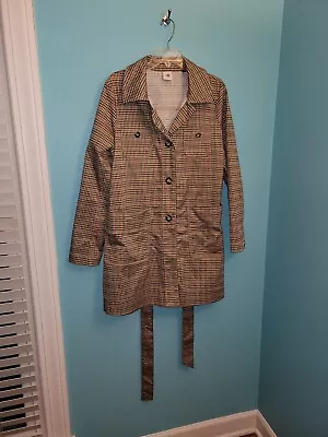 CAbi Tartan Plaid Lightweight Trench Coat Sz. Large • $79.99