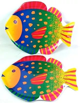 Precidio Melamine Serving Tray Lot 2 Fish Design 17  Colorful Platter • $16.42