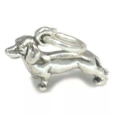 Daschund Dachshund Dog Sterling Silver TINY Charm .925 X 1 Dogs Charms • £6.50