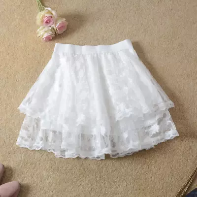 Lady Girls Mesh Tutu Skirt Tulle Lace Petticoat Layered Floral Casual Chic Cute • £13.25