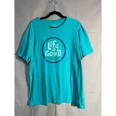 Life Is Good Shirt Mens XXL Blue Classic Fit Graphic Tee St Kitts Outdoors Logo • $29.99