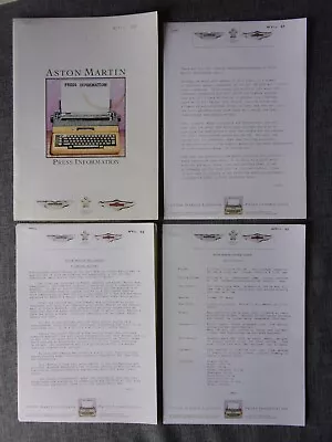 ASTON MARTIN LAGONDA Orig 1988 UK Mkt Press Pack With Vantage Zagato Specs • $12.42