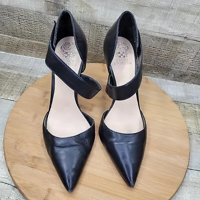 🔥✅️ VINCE CAMUTO “CARLOTTE” LEATHER ANKLE STRAP HEELS BLACK SIZE 9M Mary Jane • $29.99
