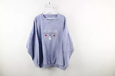 Vintage 90s Streetwear Womens XL Faded Christmas Snowman Corduroy Sweatshirt • $38.21