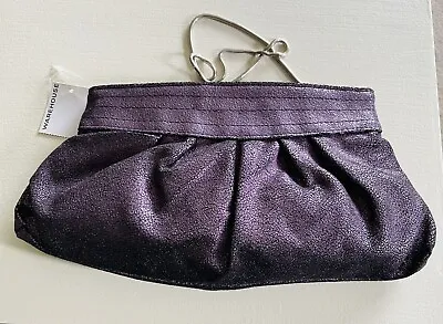 Warehouse Clutch Bag Purple Sheen Chain Strap New With Tags • £3.99