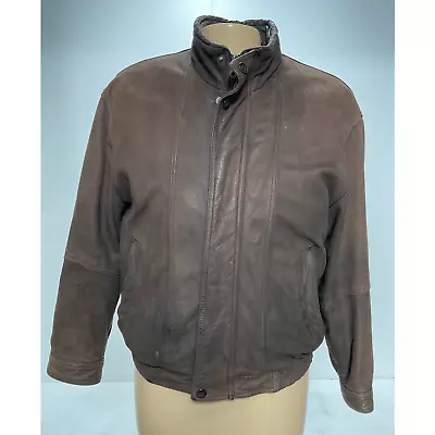 Vintage Members Only Bomber Jacket - Brown Leather M • $35