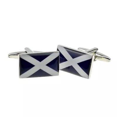 Scotland Flag Saltire CUFFLINKS Mens Ladies Accessory Birthday Present Gift Box • £15.73