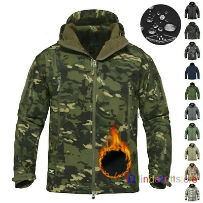 Windproof Mens Tactical Jacket Soft Shell Fleece Military Casual Coat Waterproof • £37.56