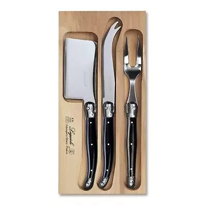 Laguiole Cheese Knife Set Including Cleaver And Fork 3 Piece Black • £49