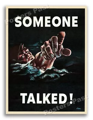 “Someone Talked!” 1942 Vintage Style WW2 War Security Poster - 18x24 • $13.95