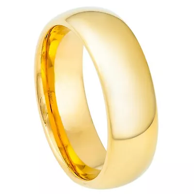 Tungsten Ring Domed Yellow Gold Ion Plated 7mm Wedding Engagement Anniversary • $29.95