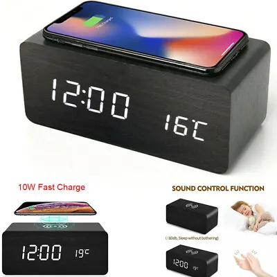 $41.91 • Buy Qi Wireless Charging Alarm Clock LED Digital Alarm Clock Phone Charger Station