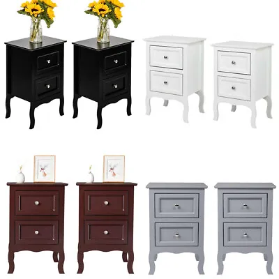 Set Of 2 Bedroom Bedside Table Nightstand End Side Organizer 2 Drawers Storage • $73.99