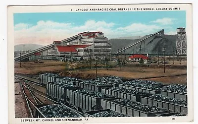 Shenandoah Pa Area Locust Summit Coal Breaker & Rr Cars Filled With Coal 1920 • $4.99