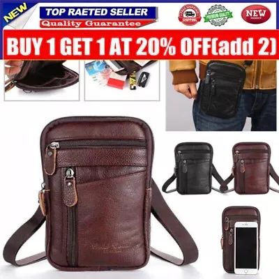 Boys Men's Small Genuine Leather Messenger Cross Body Shoulder Side Bag YU • $13.33