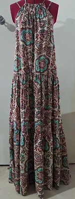 Zara Pattern Long Halter Neck Maxi Dress Size XS-S RRP £49.99 • £19.99