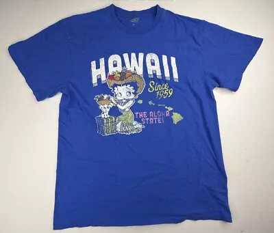 Brisco Vintage Style Hawaii 1959 Betty Boop Hula Girl Men’s T-shirt Blue Medium • $12.99