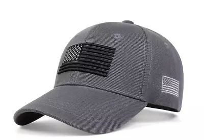 New USA Tactical American Flag US Patch Gray Cap Hat Army Military • $9.98