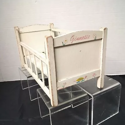 Vintage Vogue 8  Ginnette Baby Doll Wood Crib W/Movable Rail 1950's • $28