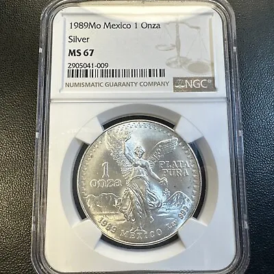 NGC MS67 | 1989-Mo Mexico Silver Libertad 1 Onza | SUPERB GEM | ONLY 15 HIGHER • $148.47