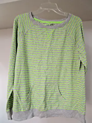 Women ~MADE FOR LIFE~ L/S Lime Green Stripe Top - Size L • $11.22