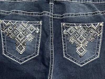 Zana Di Bootcut Jeans Women’s Size 16w Embroidered Sequins Bling EUC • $24.99